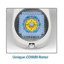 C1012 MyFuge12 mini centrifuge with a unique COMBI-Rotor on a white background