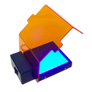 Accuris SmartBlue Mini blue light transillumiator with amber cover raised 