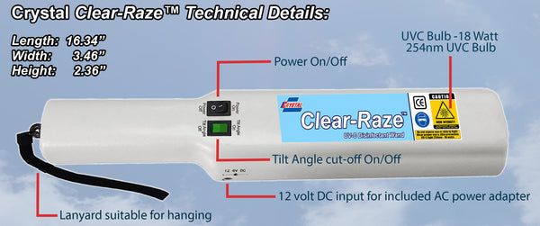 Clear-Raze 18 Watt UV Disinfectant Wand | UV Sterilizer